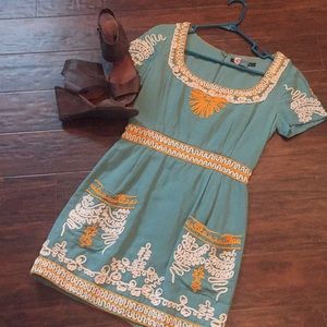 French Connection Teal Dress with Front Pockets